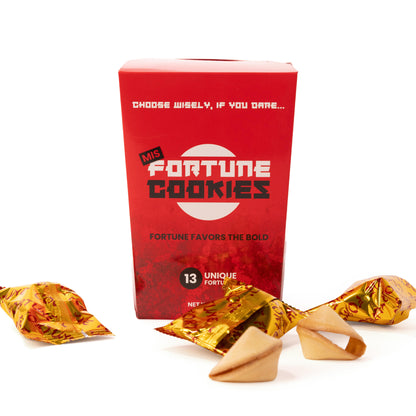 Box of fortune cookies with hilarious messages
