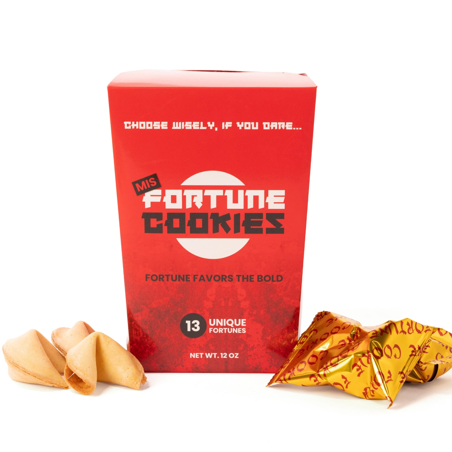 Box of fortune cookies with hilarious messages